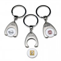 Schlüsselanhänger Logo aus Metall mit Einkaufswagenchip Schlüsselanhänger Logo aus Metall mit Einkaufswagenchip