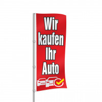 Wir kaufen Ihr Auto Fahne rot Wir kaufen Ihr Auto Fahne rot