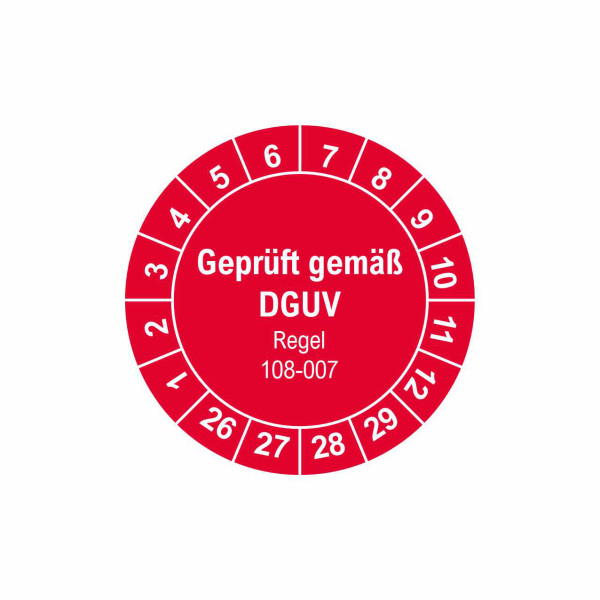 Prüfplaketten DGUV Regel 108-007
