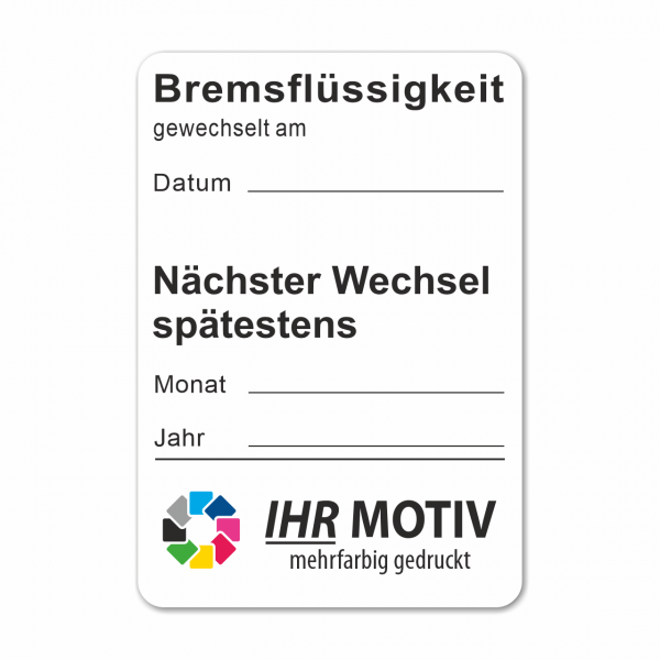 Service-Aufkleber aus PVC-Folie, Größe: 45 x 65 mm, Motiv "Bremsflüssigkeit / Nächster Wechsel)
