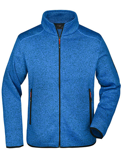 Men's Knitted Fleece Jacket individuell bestickt Royal Melange