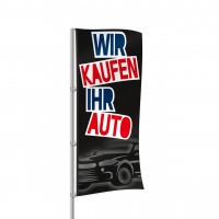 Fahne "Wir kaufen Ihr Auto", Design schwarz Fahne "Wir kaufen Ihr Auto", Design schwarz