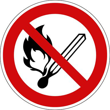 Verbotsschild Feuer, offenes Licht und Rauchen verboten Aluminium10 cm