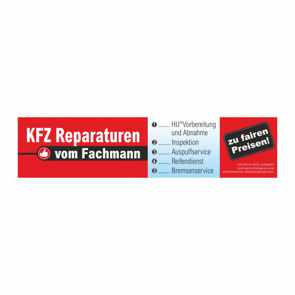 Werbebanner KFZ Reparaturen vom Fachmann, 300 x 70 cm