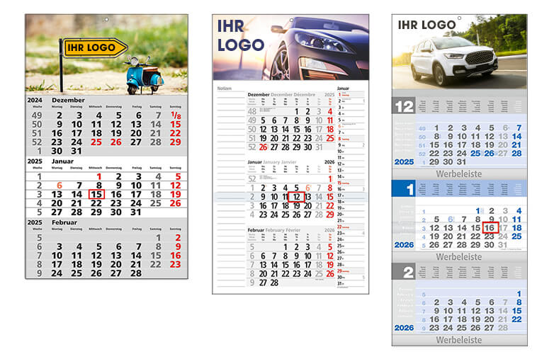 3 Monatskalender mit Logo bedrucken