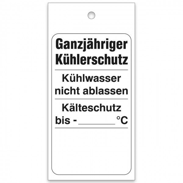 Kühlwasser-Anhänger, Größe 48 x 98 mm, ohne Firmeneindruck