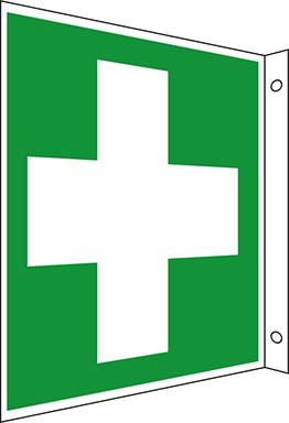 Rettungs-Fahnenschild Erste Hilfe Fahnenschild Aluminium, nachleuchtend20 x 20 cm