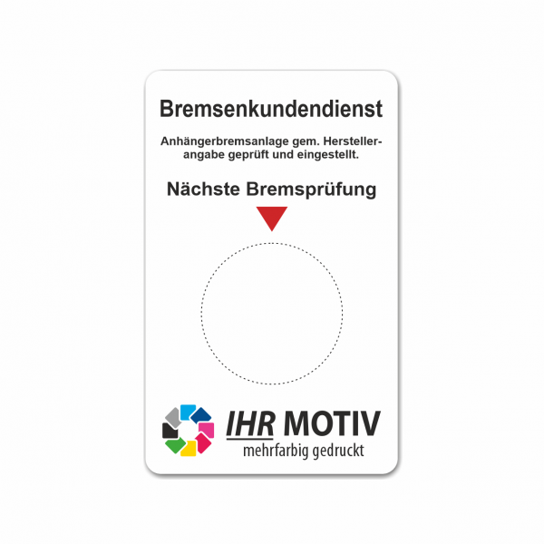Service-Aufkleber aus PVC-Folie, Größe: 50 x 80 mm, Motiv "Bremsenkundendienst"