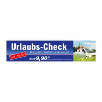 Werbebanner Urlaubs-Check, 300 x 70 cm Werbebanner Urlaubs-Check, 300 x 70 cm