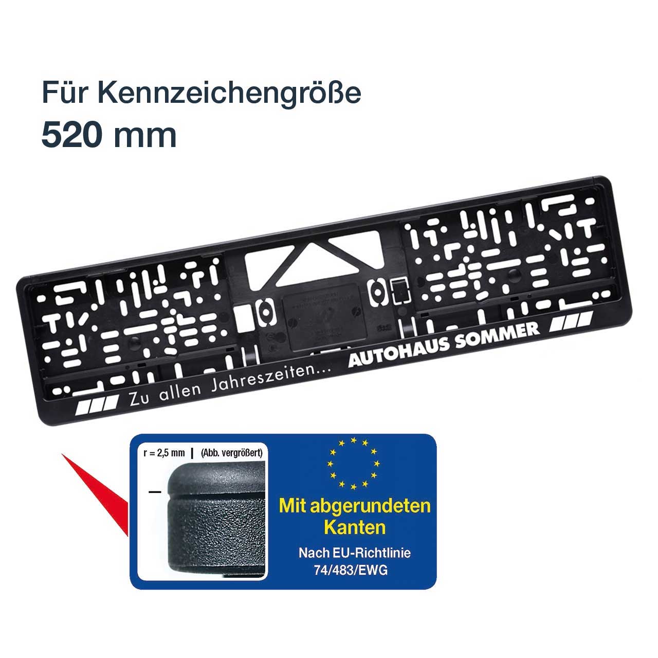 Kennzeichenhalter mit Klapprahmen LOGOPLUS schwarz 520 mm