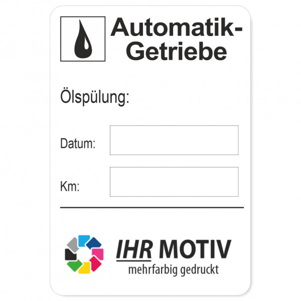 Service-Aufkleber aus PVC-Folie, Größe: 45 x 65 mm, Motiv Automatik / Ölspülung