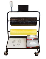 fahrbarer Rollenhalter für 2 Rollen: 1 Fachboden mit Schild fahrbarer Rollenhalter für 2 Rollen: 1 Fachboden mit Schild