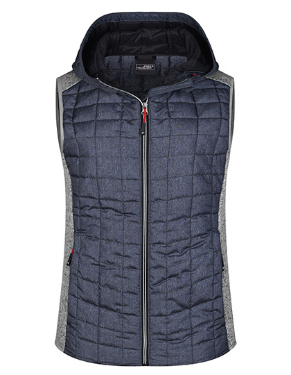 Ladies Knitted Hybrid Vest individuell bestickt Light Melange