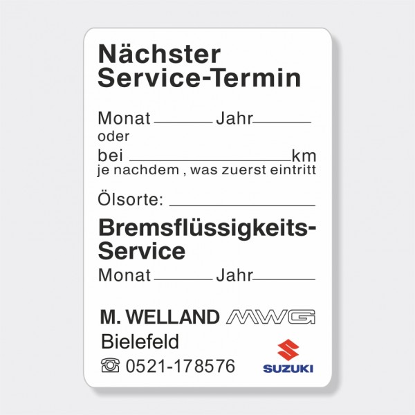 Service-Aufkleber aus PVC-Folie, Größe: 45 x 65 mm, Motiv "Service / Bremsflüssigkeit"