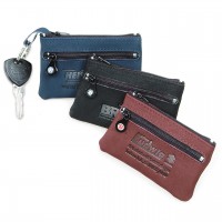 Schlüsseltasche aus Microfaser, mit zusätzlichem Kleingeldfach und Automarkenemblem auf dem Zipper Schlüsseltasche aus Microfaser, mit zusätzlichem Kleingeldfach und Automarkenemblem auf dem Zipper