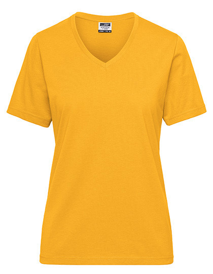 Ladies Bio Workwear T-Shirt individuell bedruckt Gold Yellow