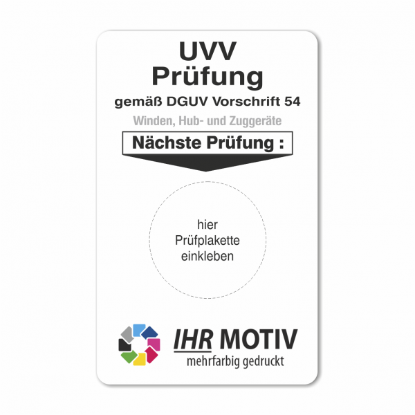 Grundplakette DGUV Vorschrift 54, Winden, Hub- u. Zuggeräte (BGV D8)