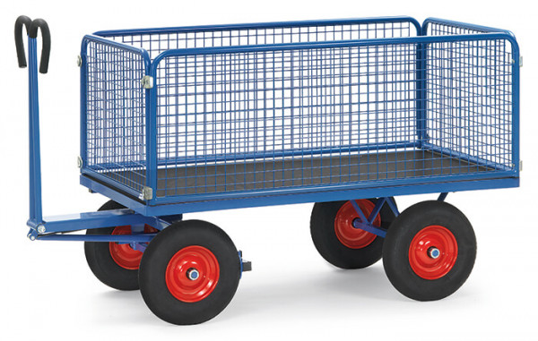 Fetra Handpritschenwagen Ladefläche 1200 x 800 mm bis 1000 kg Vollgummiräder 600 mm Wände