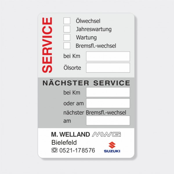 Service-Aufkleber aus PVC-Folie, Größe: 60 x 90 mm, Motiv 65